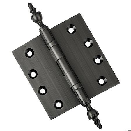 Embassy 4-1/2 x 4-1/2 Solid Brass Hinge, Pewter Finish with Urn Tips 4545BBUS17AU-1